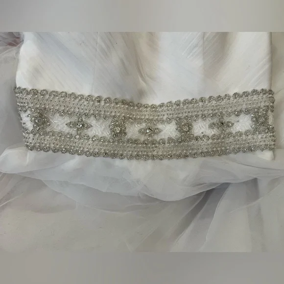 Oleg Cassini Strapless Wedding Dress with Beading A-line - Picture 6 of 14